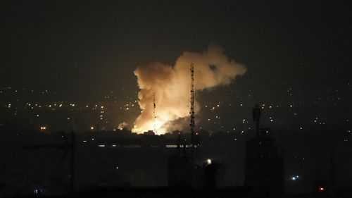 Smoke rises up after an explosion in Tehran, Iran, Friday, June 13, 2025. (AP Photo/Vahid Salemi)