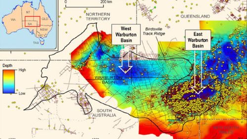 An image from the research showing the impact zone in the Warburton Basin. (ANU)