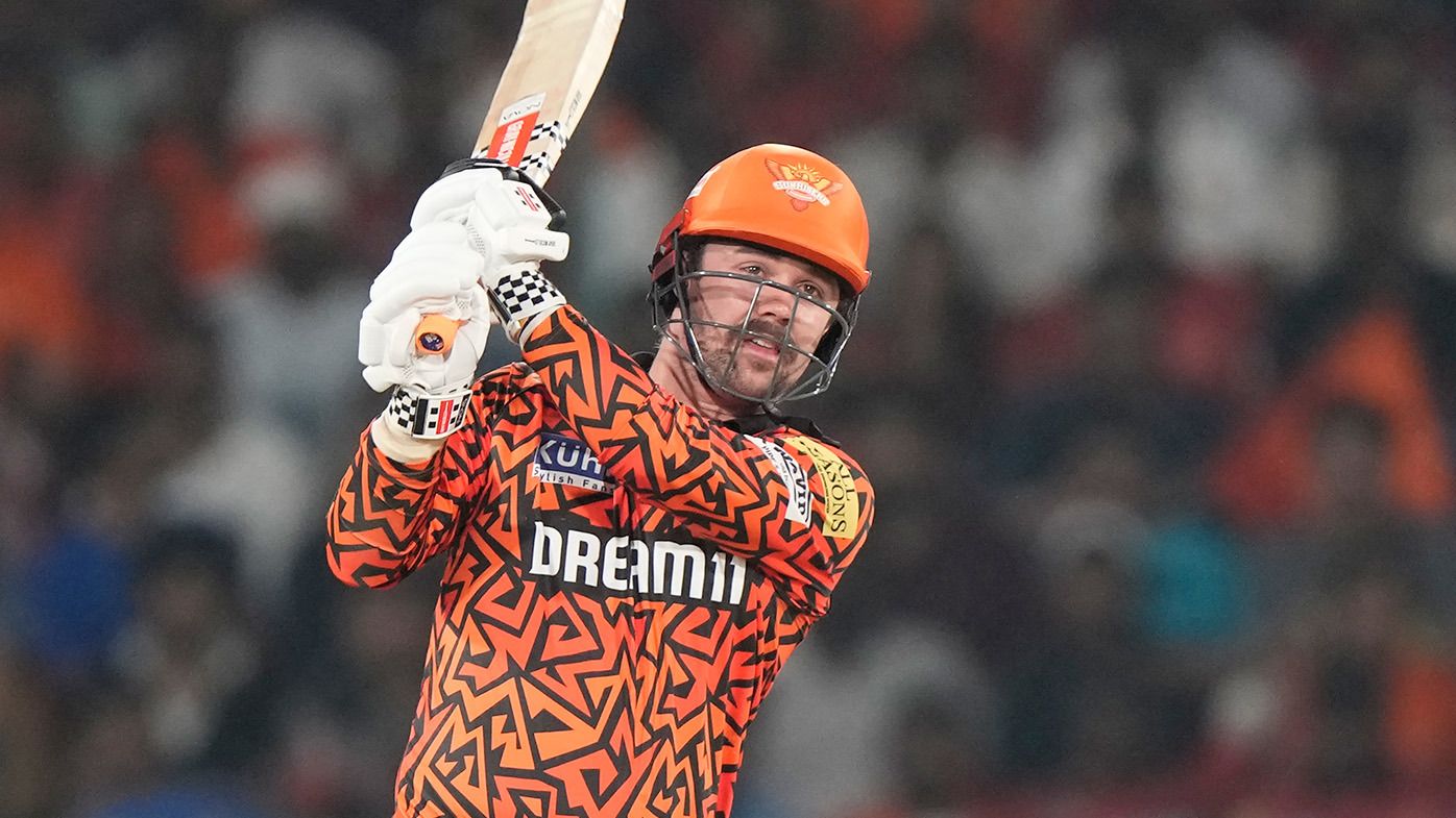 Sunrisers Hyderabad&#x27;s Travis Head plays a shot during the Indian Premier League cricket match between Sunrisers Hyderabad and Lucknow Super Giants in Hyderabad, India, Wednesday, May 8, 2024. (AP Photo/Mahesh Kumar A.)