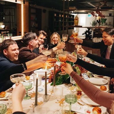 Group of people together for a meal