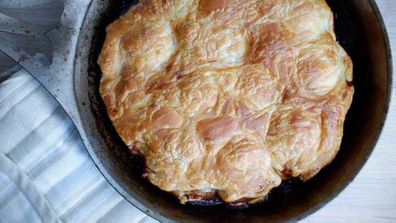 Caramelised onion tart, with it's pastry bottom...