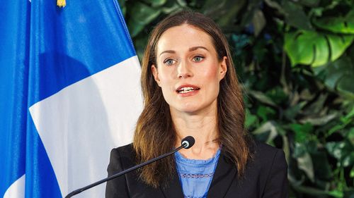 Finnish Prime Minister Sanna Marin speaking at a joint media conference with New Zealand Prime Minster Jacinda Ardern on November 30, 2022 in Auckland, New Zealand. Marin is in New Zealand for a three-day visit, which comes after Ardern's government signed a free trade agreement with the European Union.