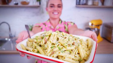 9Honey Quarantine Kitchen smashed pea pasta