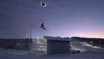 9RAW: Giant drone lifts snowboarder 25 feet into the air