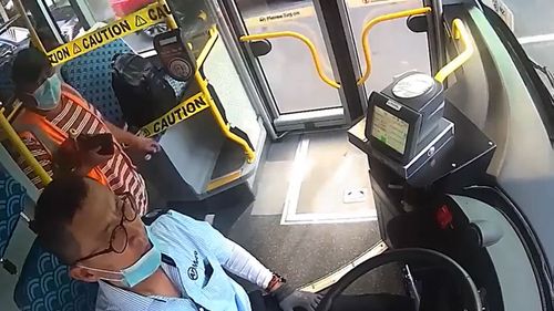Bus driver Alex Jeon is approached by the passenger.