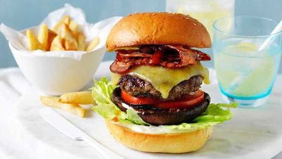 Recipe:&nbsp;<a href="http://kitchen.nine.com.au/2017/07/28/09/33/ultimate-beef-and-mushroom-burger" target="_top">Ultimate beef, bacon and mushroom burger</a>