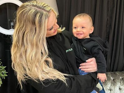 Perrie Edwards and son Axel.
