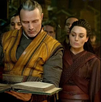 Zara Marke with Doctor Strange co-star Mads Mikkelsen on the set of the 2016 film.