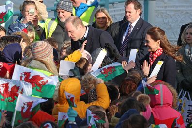 Prince William and Kate Middleton meeting fans in South Wales