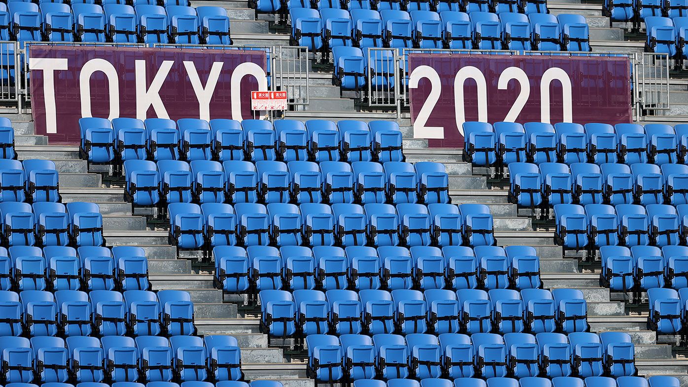 Empty spectator seating is seen at the Skateboard venue ahead of the Tokyo 2020 Olympic Games on July 21, 2021 in Tokyo, Japan. The Olympic Games will be competed without spectators due to the Covid-19 pandemic.