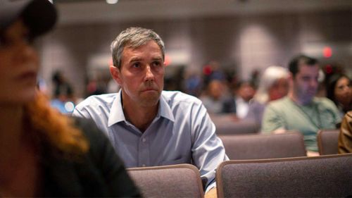 Beto O'Rourke at a press conference about the massacre in Uvalde.