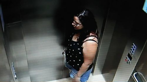 New CCTV footage shows Ms Baker inside a lift before her disappearance.