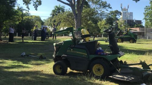 A City of Darwin worker has been injured in a lawn mowing accident.
