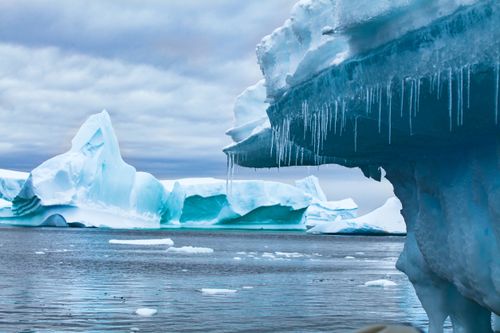 global warming and climate change concept, iceberg melting in Antarctica