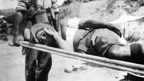 A wounded Anzac at Gallipoli.
