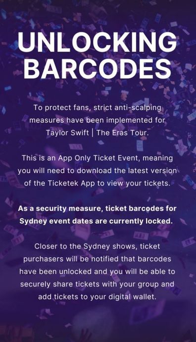 Ticketek Taylor Swift tickets
