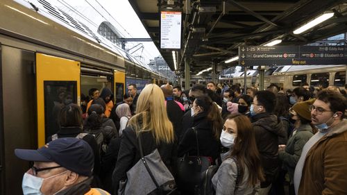 A crowded train platform at Central Station during train strikes last month.