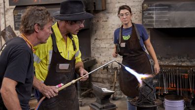 The Block 2023 Charming Street: Episode 19 Blacksmithing challenge Leah and Ash
