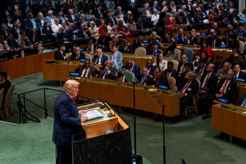 President Donald Trump addresses the 80th session of the United Nations General Assembly.