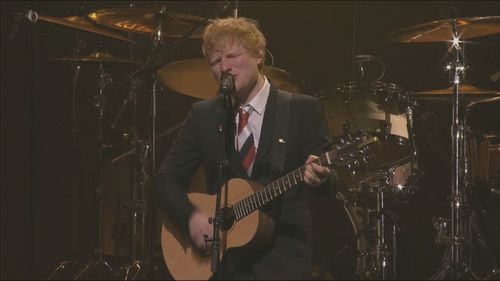 Ed Sheeran performs Visiting Hours at Michael Gudinski state memorial