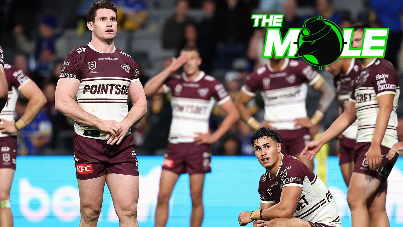 Sea Eagles players react in the loss to the Eels, Mole graphic.