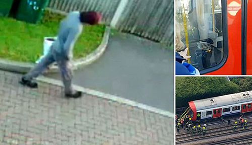 The alleged London tube attacker apparently leaving his home with a shopping bag just minutes before the rail attack. (Source: ITV).