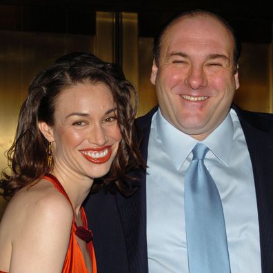 James Gandolfini and Lora Somoza during The Sopranos Season 5 premiere in New York City in 2004.