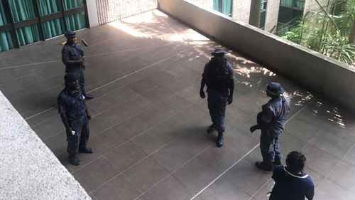 Security in PNG parliament after a violent pay dispute saw Disgruntled police, military and prison guards storm the building.