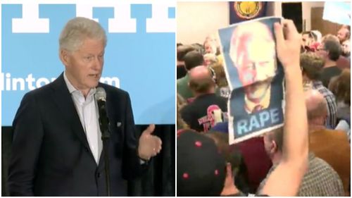 Bill Clinton has laughed off rape accusations at a US rally. (Twitter)