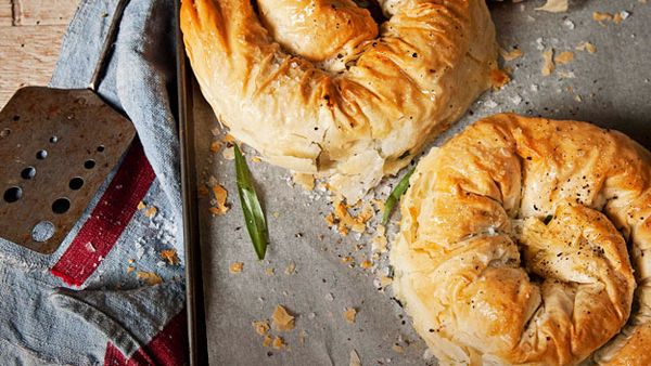 Chicken & cheese filo scrolls