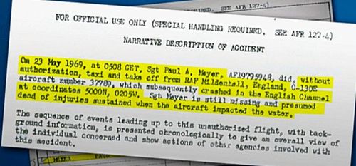 Part of the official US Air Force report into Paul Meyer's theft of the Hercules aircraft. (Image: Deeper Dorset).