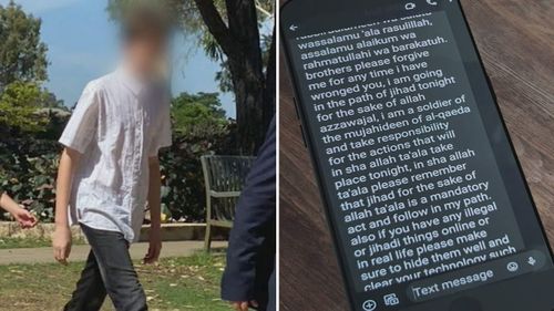 The teenager sent a final message to associates before stabbing a man outside a Bunnings in Willetton.