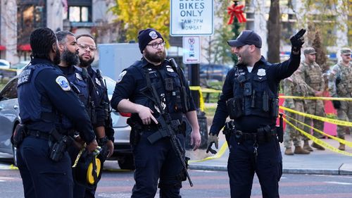 Washington Metropolitan Police on the scene after the shooting.