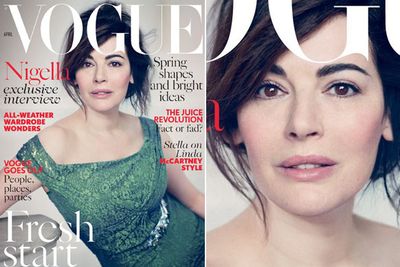 The 54-year-old TV chef was widely reported to have gone "makeup-free" for British <i>Vogue</i> (April 2014)... but we spot makeup!<br/><br/>Apparently she only wore a tiny bit of blusher and mascara... hmmmm. Did we hear someone say 'airbrushing'?