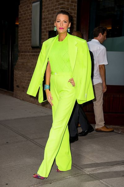 Blake Lively, wearing Versace in New York, August, 2018