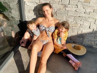 Rachael Finch with her two kids, Dom and Violet