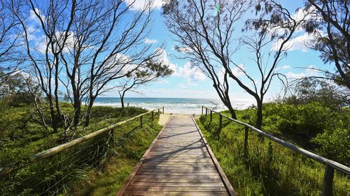 Wooden boardwalk beach access point at Broadbeach, Gold Coast, Queensland, Australia