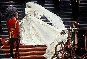 How long was Diana Spencer's wedding gown train?