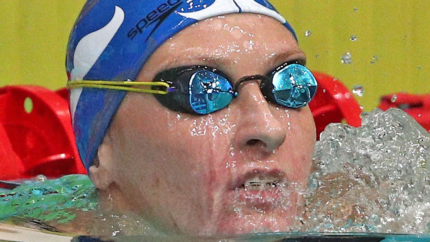 Veronika Andrusenko is seen during the ladie's 200m freestyle final at the 2021 Russian National Swimming Championship