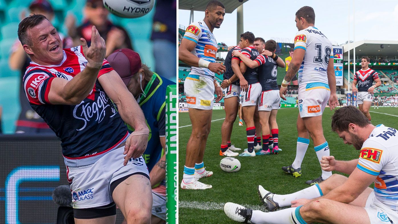 NRL: Roosters crack half-century against Titans as Morris cracks into try-scoring top-10
