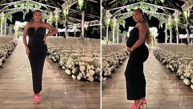 Serena Williams shows off growing baby bump