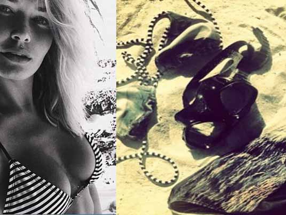 Did Lara Bingle strip on the beach? Star posts picture of discarded bikini!  - 9Celebrity