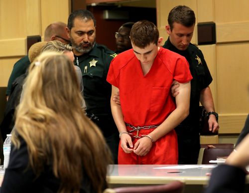 Nikolas Cruz appears in court for a status hearing before Broward Circuit Judge Elizabeth Scherer. (AAP)