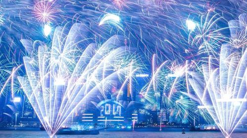 The spectacular fireworks display in Hong Kong.