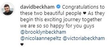 Brooklyn Beckham, Nicola Peltz, engaged, dad, David Beckham, congratulations, message