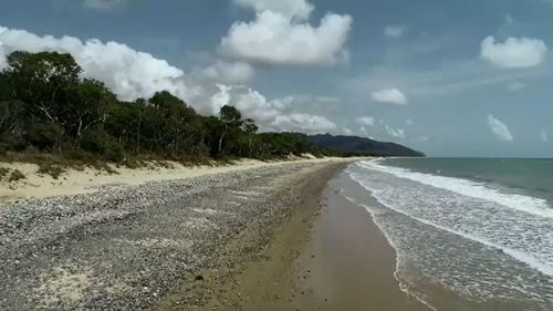 The beach is about 40km north of Cairns.