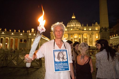 Pietro Orlandi, brother of Emanuela Orlandi, at St. Peter's Square Sit-in and torchlight procession in Rome, Italy on June 22, 2018.