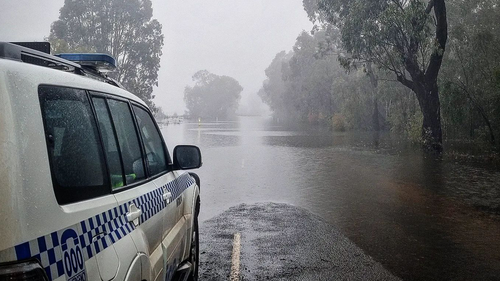 Flooding is seen in the central west of NSW.  Authorities are urging people in flood-affected areas not to drive in floodwaters. 