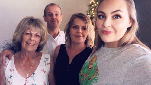 Wendy Van Breda (centre) pictured with her daughter Paige (right), her brother Stephen (back) and her mother (left).