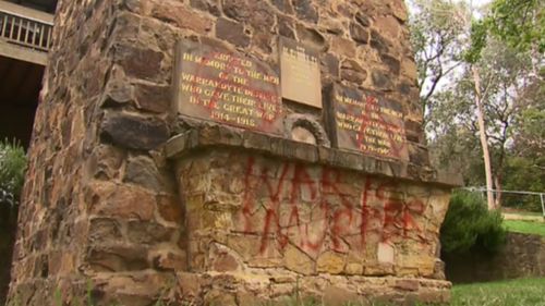 Melbourne memorial defaced with 'War is Murder' message on eve of Anzac Day